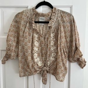 Kinga Csilla Bohemian floral blouse with smock detail and embroidery